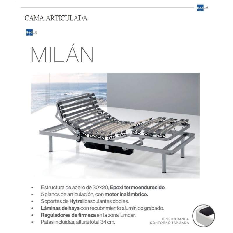 Opciones Base Cama Articulada Milán